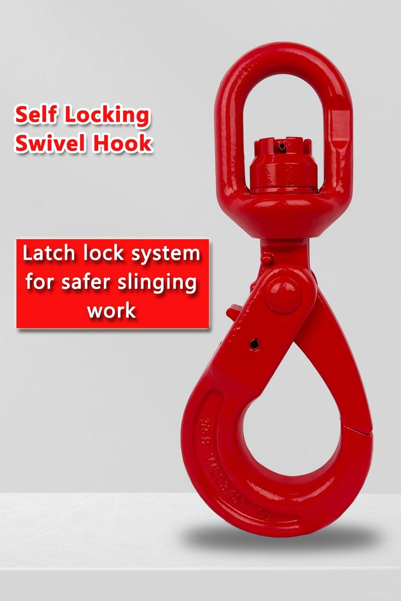 BORUI Swivel Self-Locking Hook 11684 lbs Heavy Duty Swivel Lifting Hook Swivel Lifting Hook Hoist Hook Sling Heavy Cargo 【5.3ton】 - Image 2